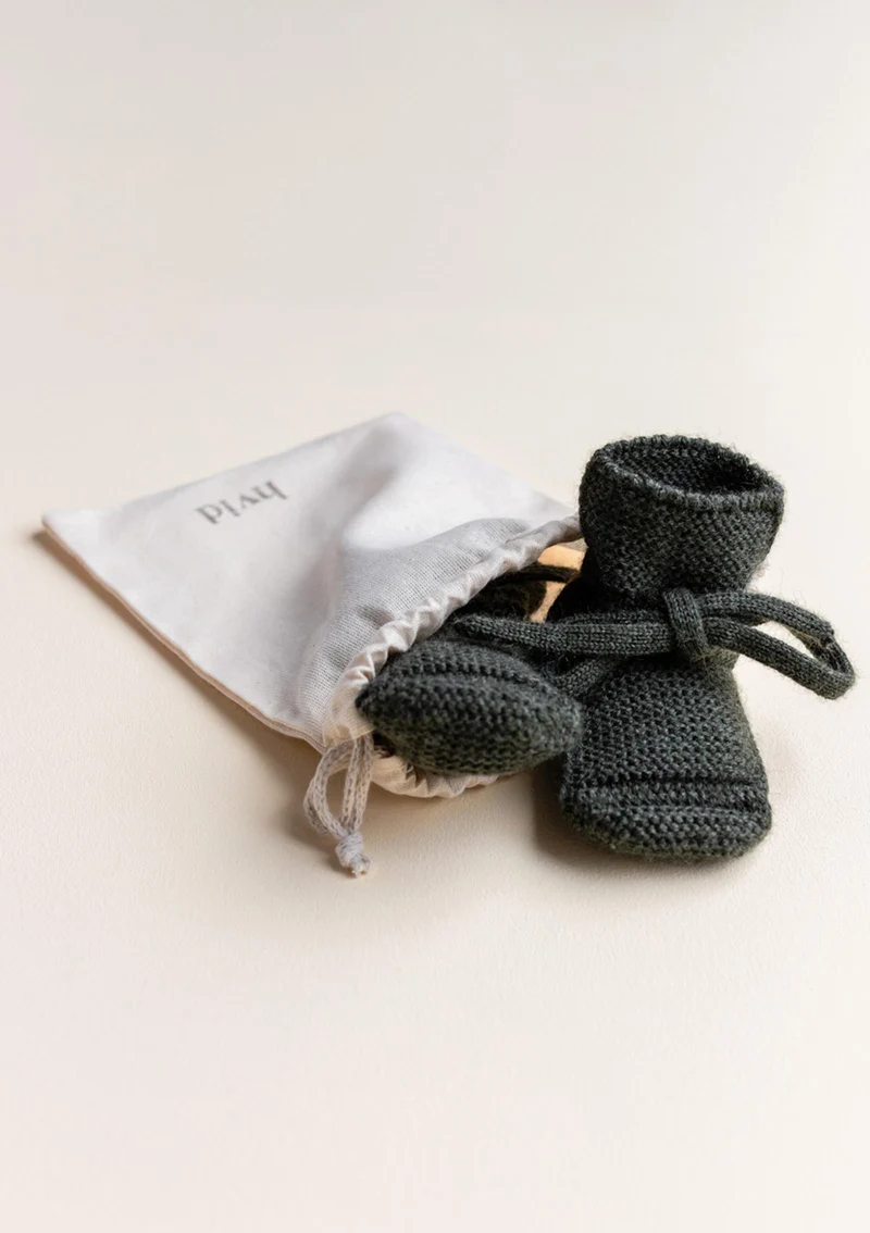 Merino Baby Booties Pine
