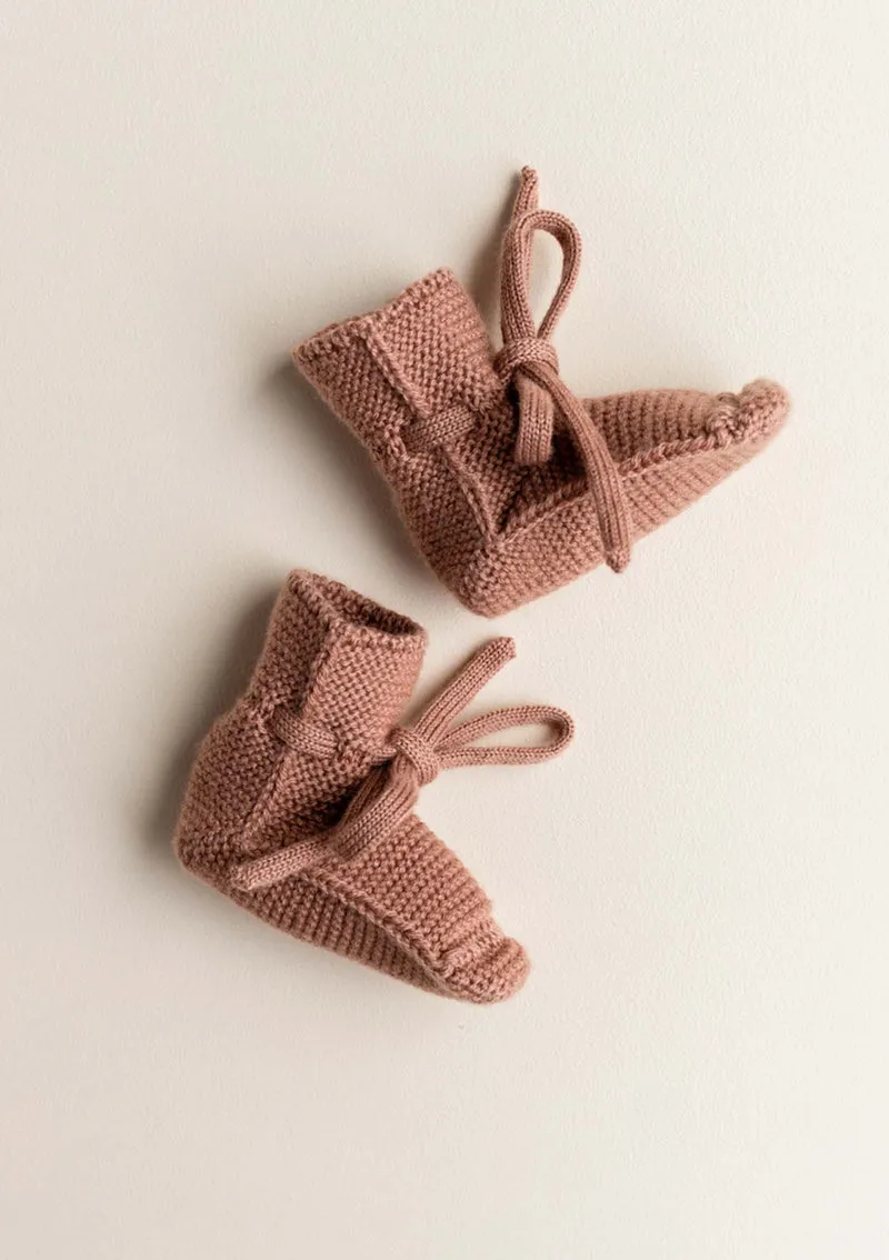 Merino Baby Booties Terracotta