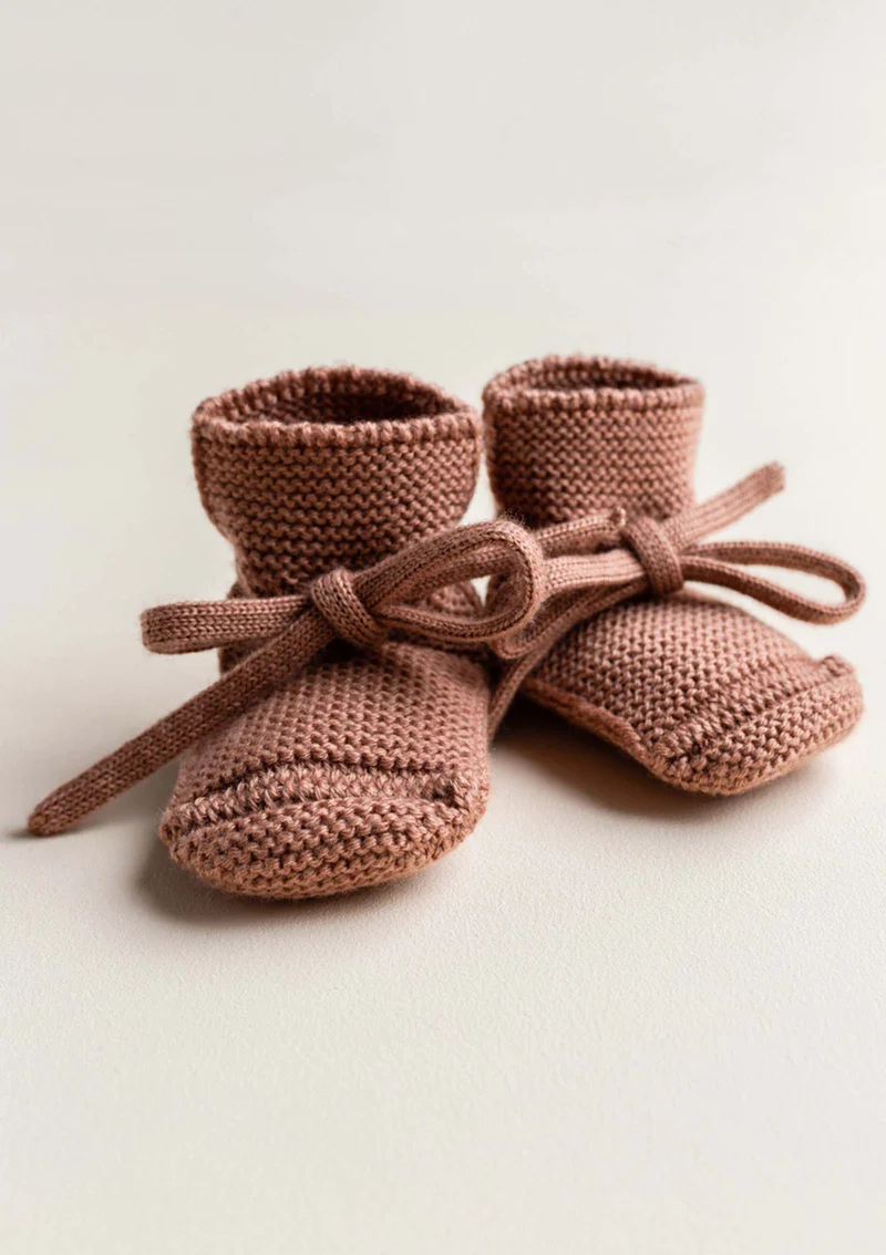 Merino Baby Booties Terracotta