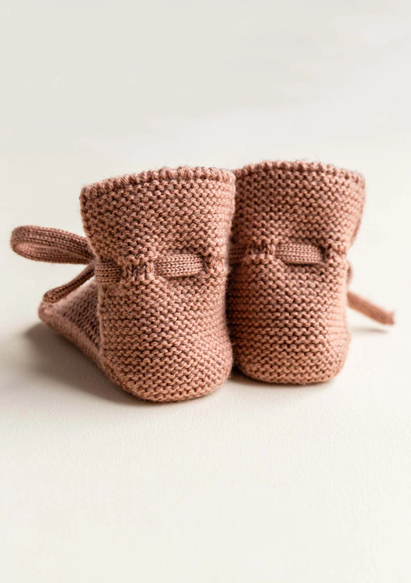 Merino Baby Booties Terracotta