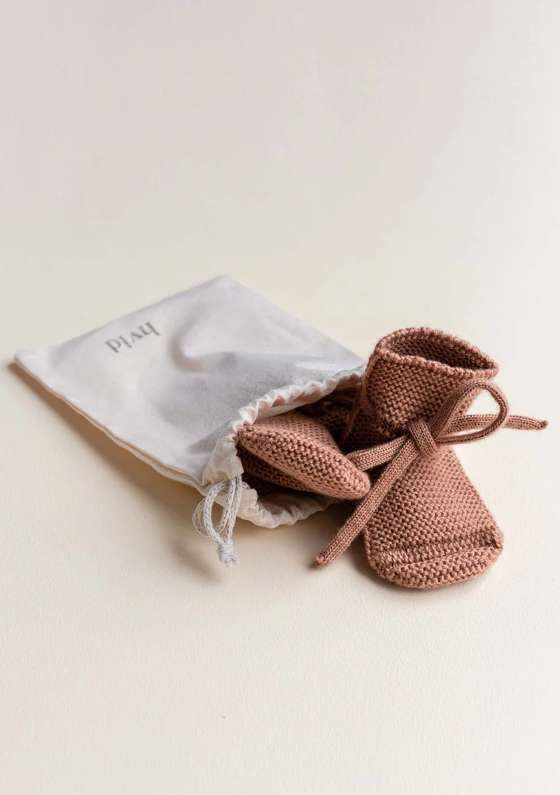 Merino Baby Booties Terracotta