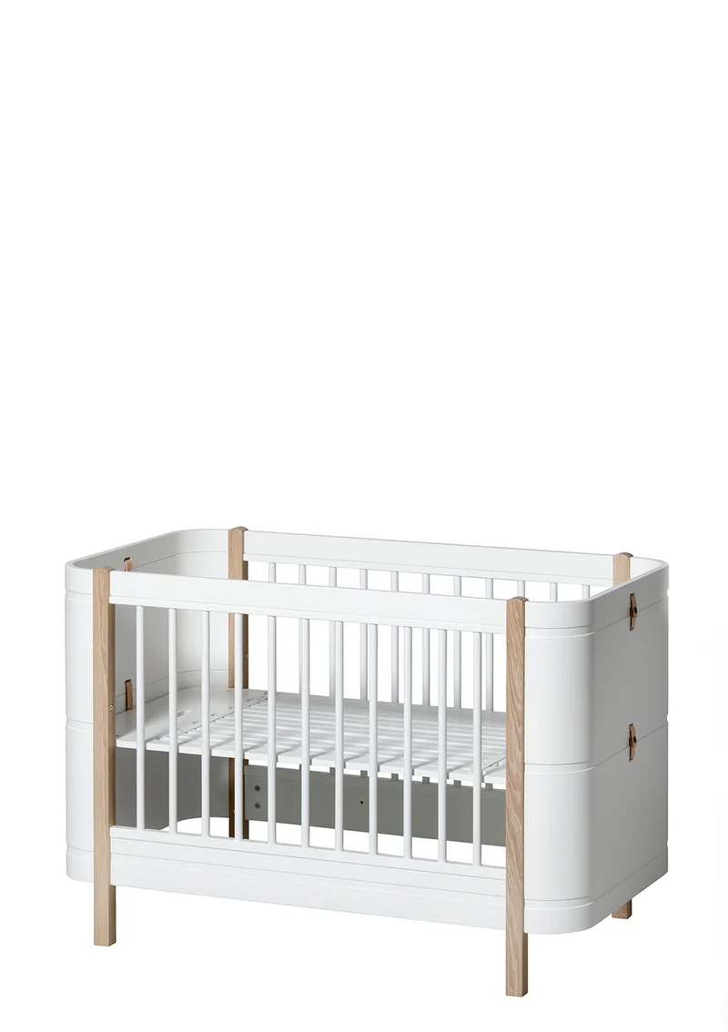 Babybett 'Wood Mini+' Weiß / Eiche 122-162 x 68 cm