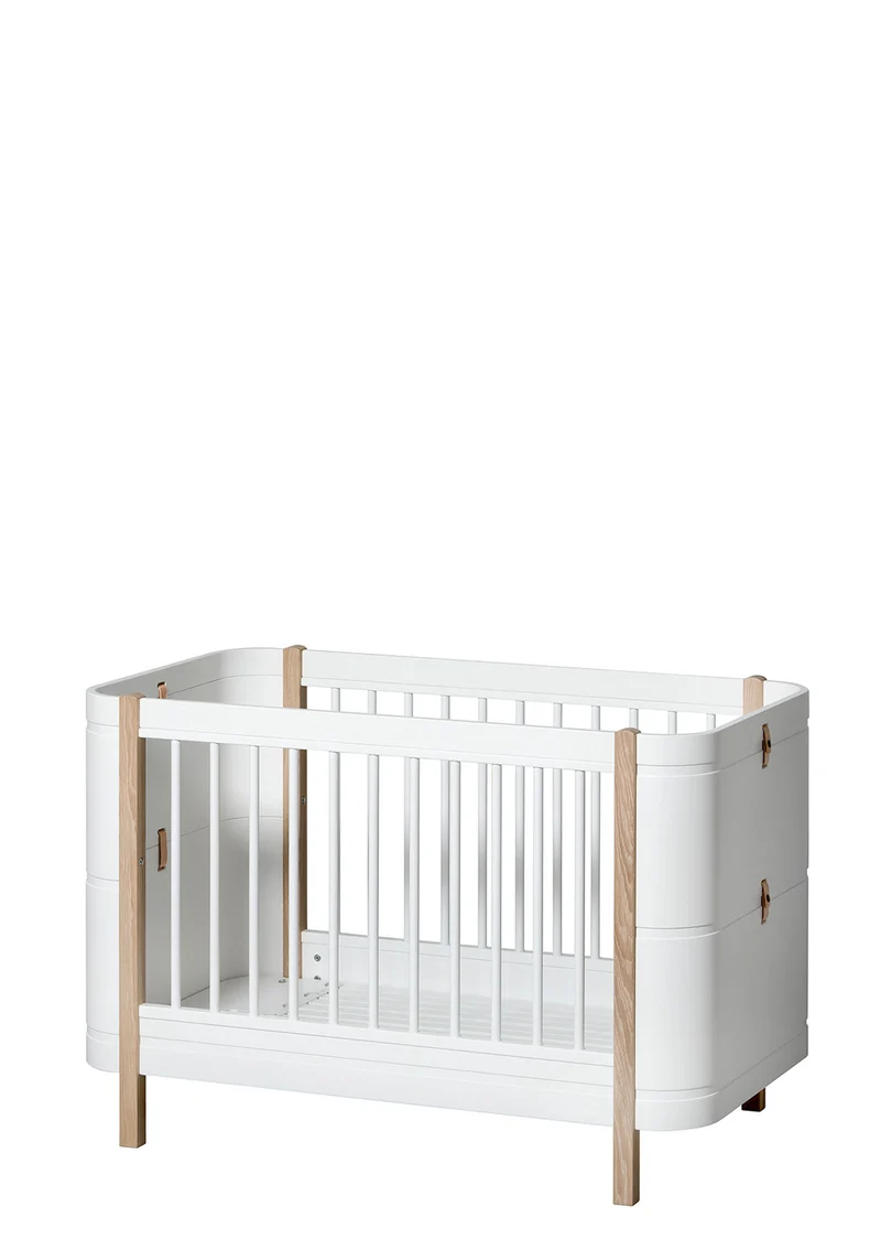 Babybett 'Wood Mini+' Weiß / Eiche 122-162 x 68 cm