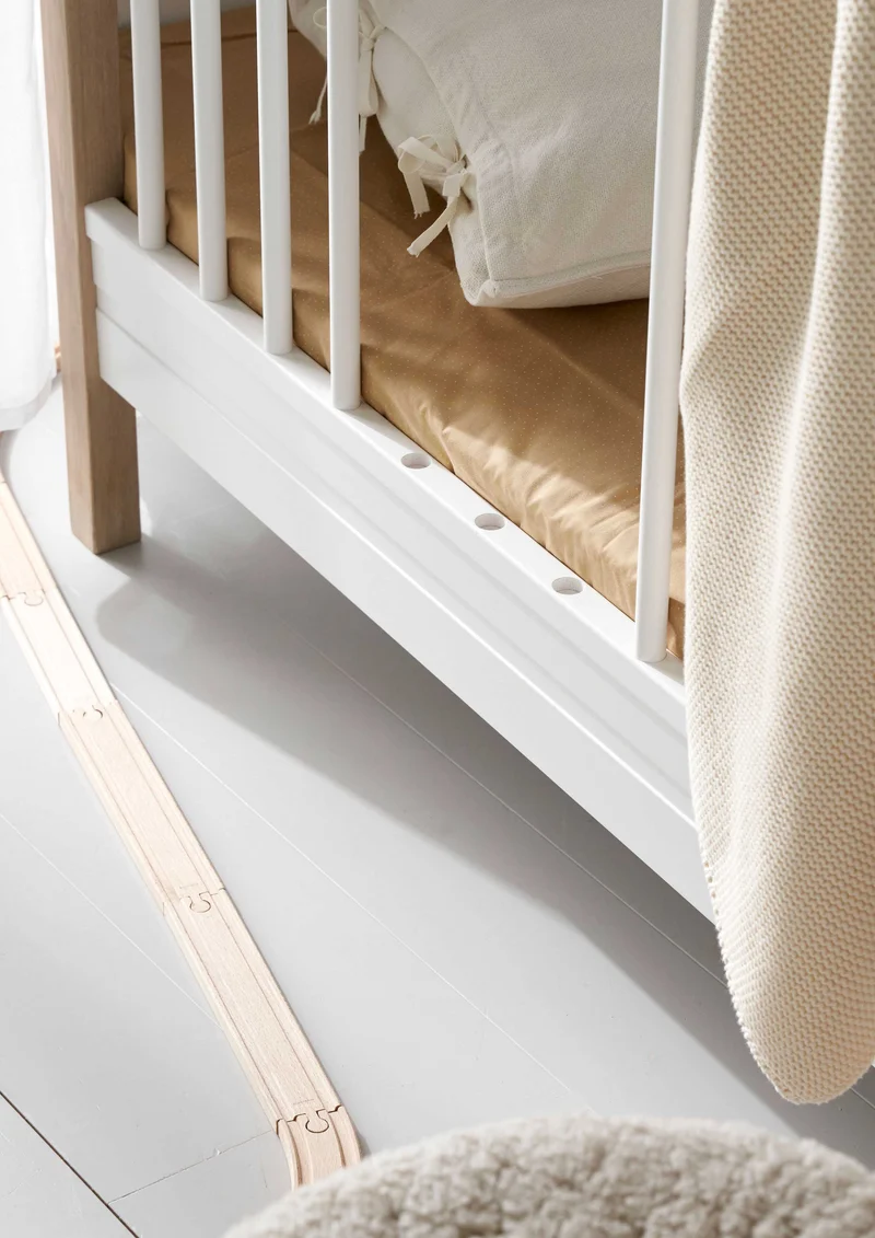 Babybett 'Wood Mini+' Weiß / Eiche 122-162 x 68 cm
