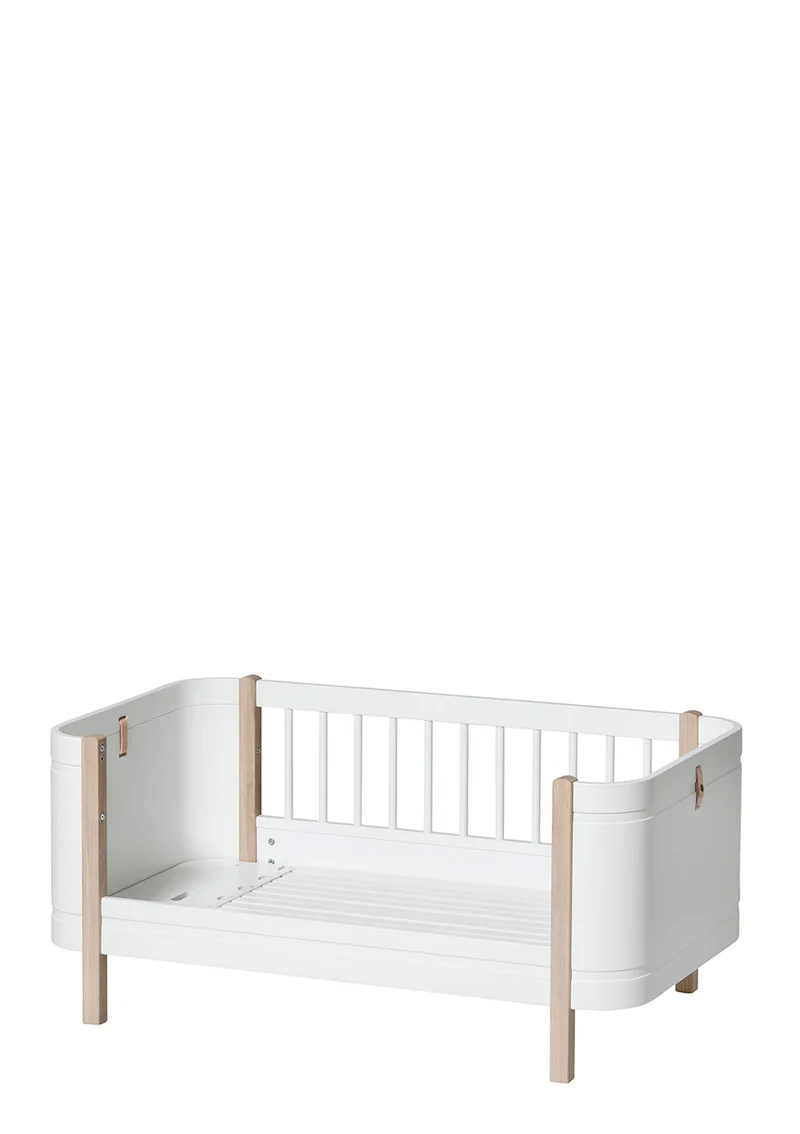 Babybett 'Wood Mini+' Weiß / Eiche 122-162 x 68 cm