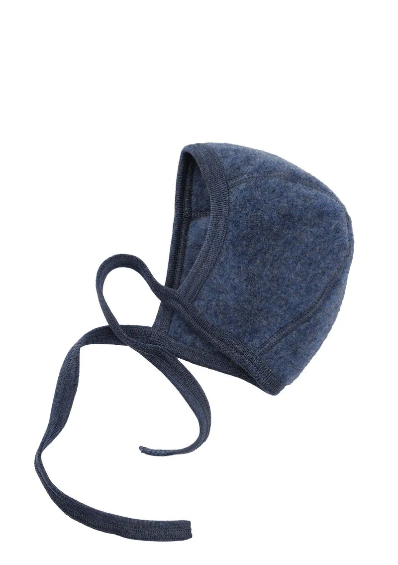 Merino Baby-Häubchen Blau mélange