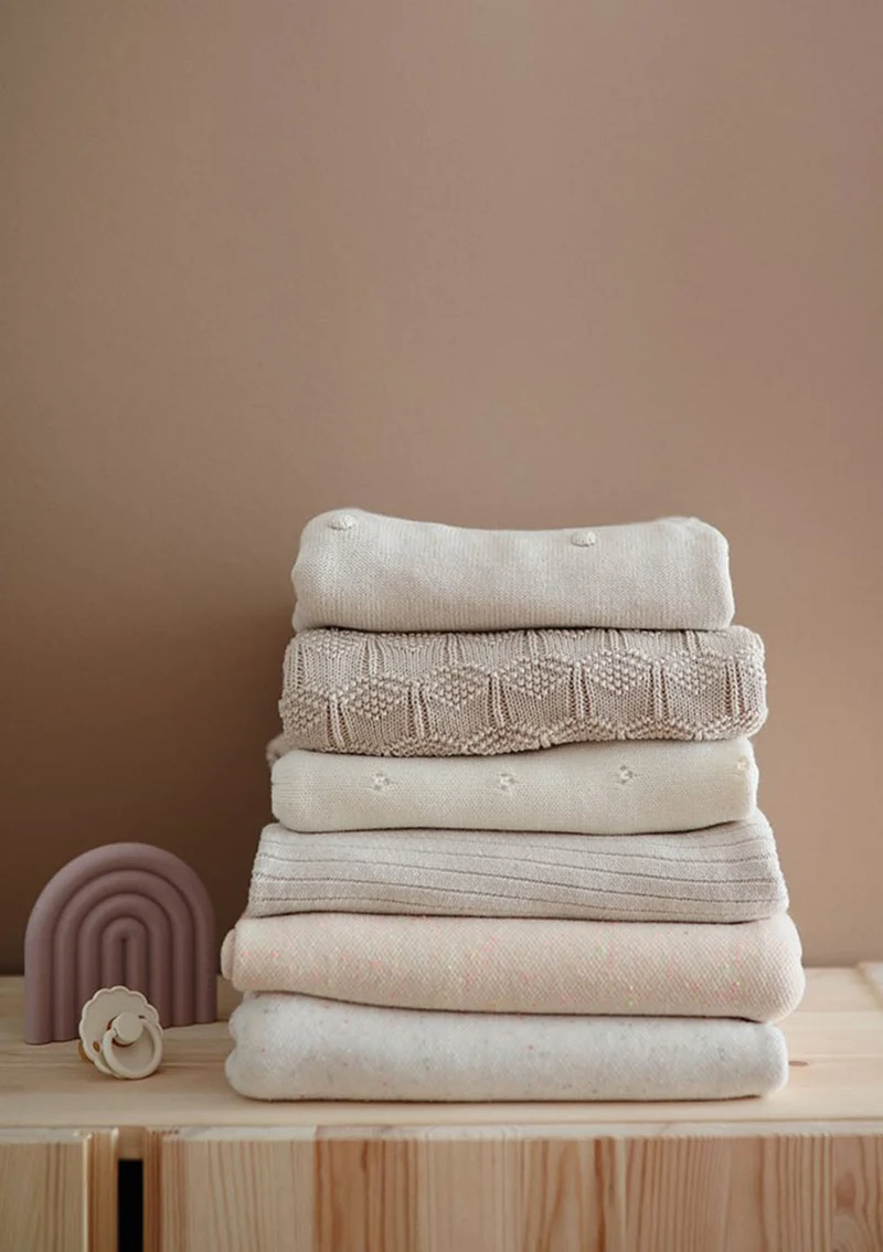 Strick-Babydecke 'Pointelle Grey Melange'