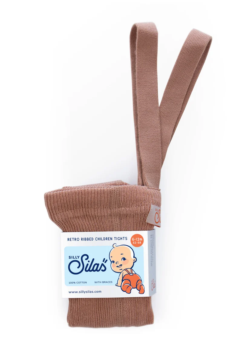 Strumpfhose mit Trägern mit Fuß light brown