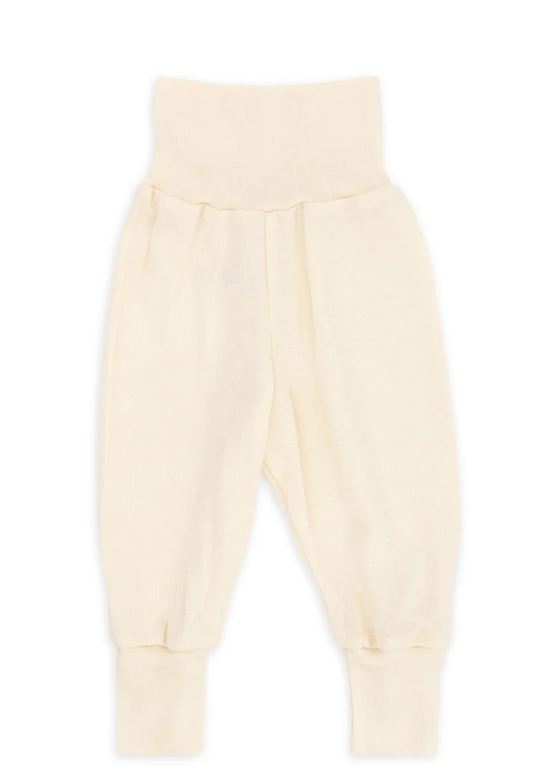 Wolle/Seide Baby-Hose mit Nabelbund Natur