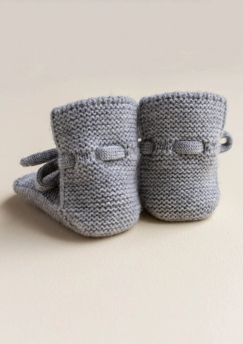 Merino Baby Booties Grey Melange