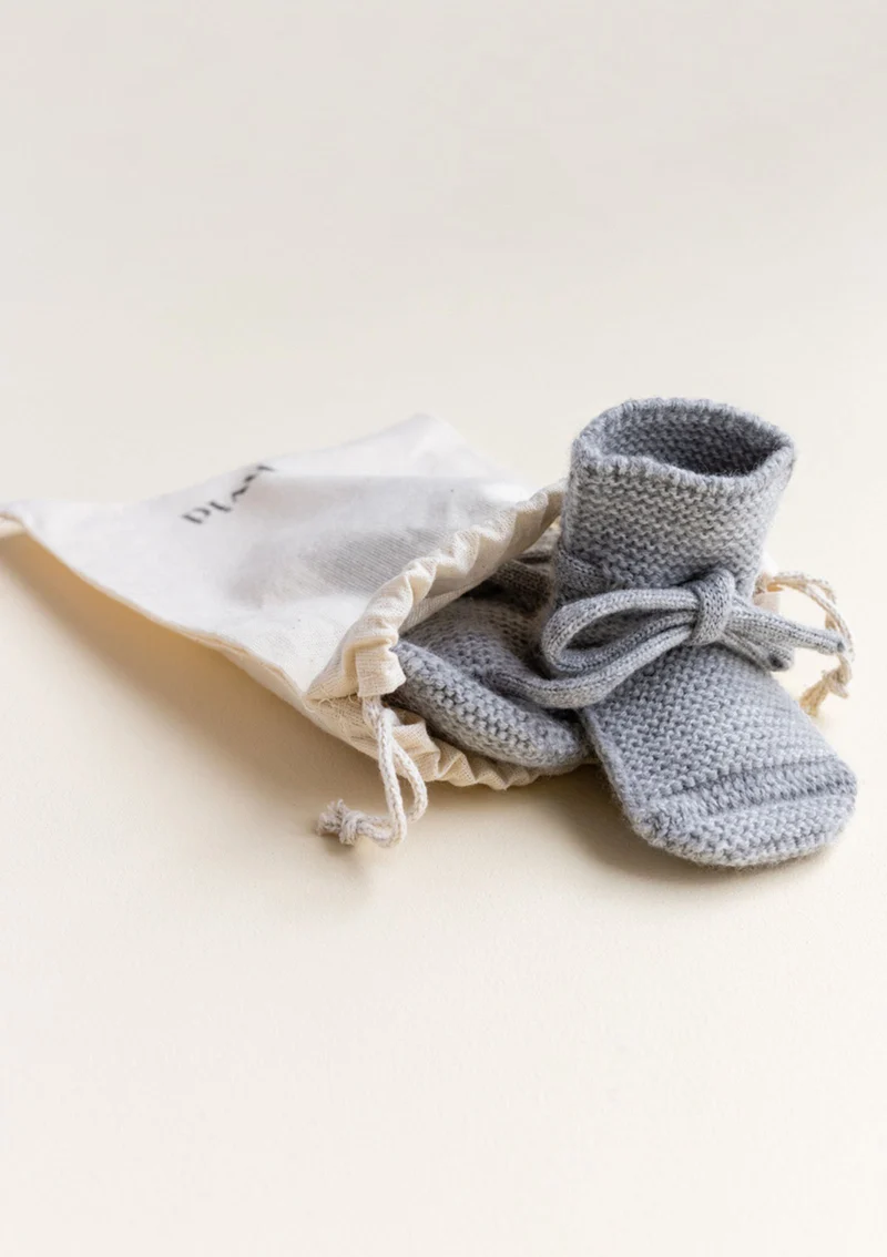 Merino Baby Booties Grey Melange