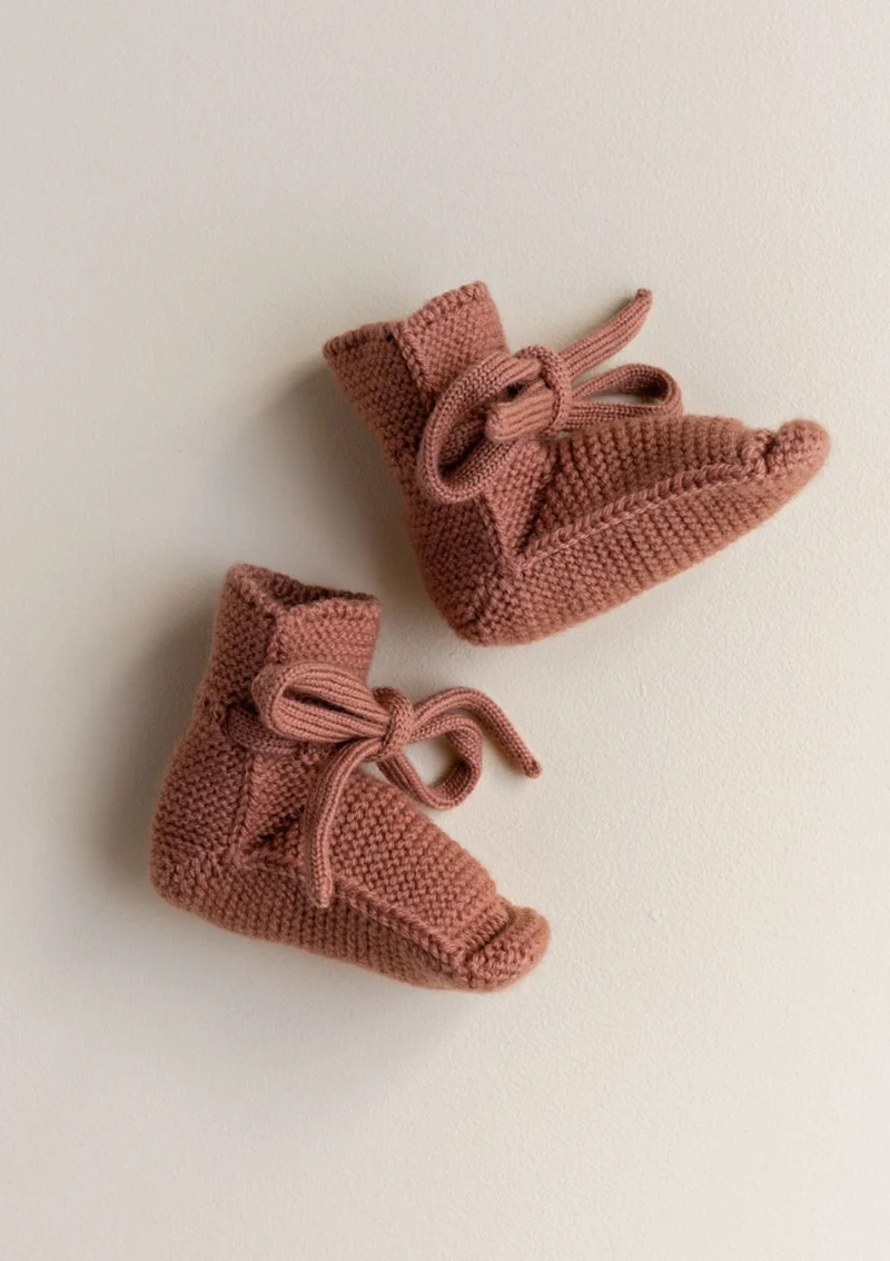 Merino Baby Booties Brick