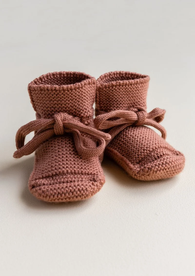 Merino Baby Booties Brick
