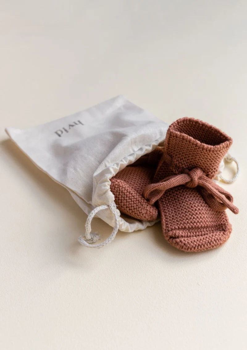 Merino Baby Booties Brick