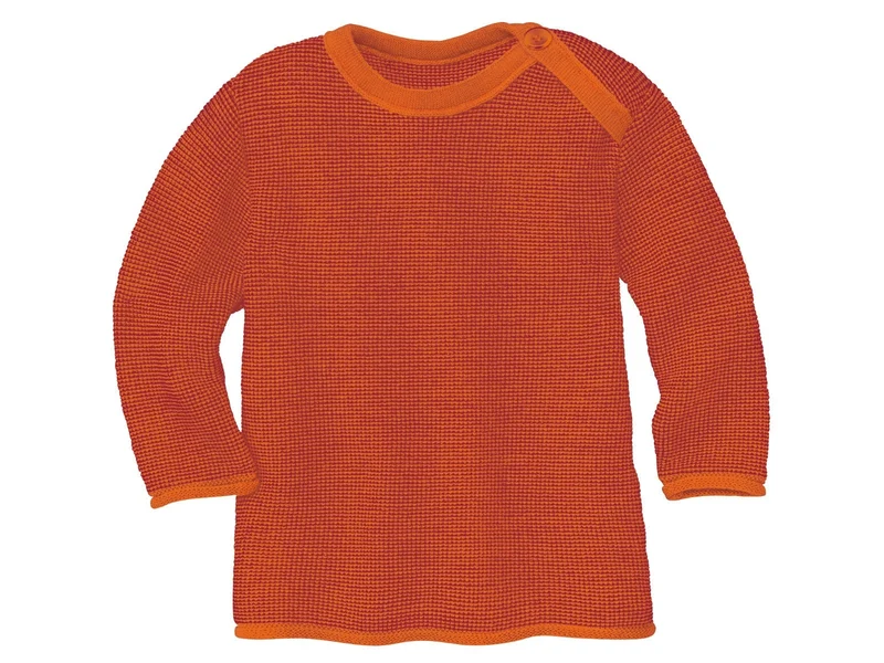Disana 100% Wolle Pullover melange-orange-bordeaux 74/80