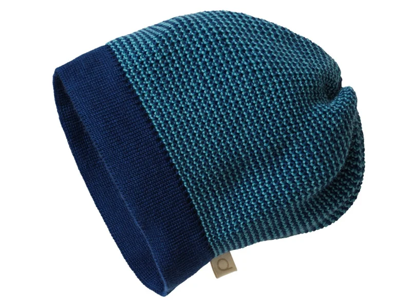 Disana Beanie Kindermütze 100% Bio-Merinowolle melange-marine-lagoon Größe 1: 42-46 cm Kopfumfang (3-6 Monate)