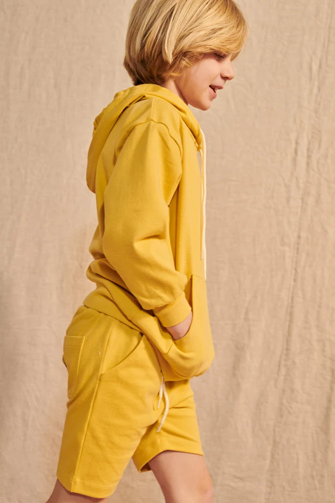 Lenzi Hoody in senfgelb mit kleiner Brombeer Stickerei 86/92, 98/104, 110/116, 122/128, 158/164