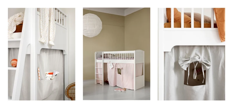 Vorhang für halbhohes Hochbett & Etagenbett 'Seaside Classic' natur