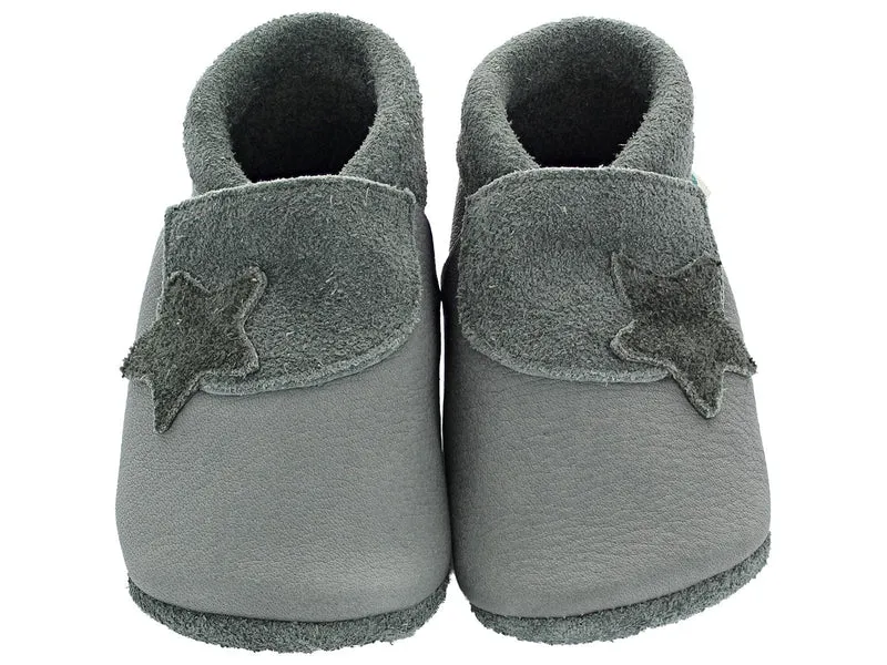 Pantolinos Lederpuschen/Hausschuhe Stern grau Schuhgröße 24/25