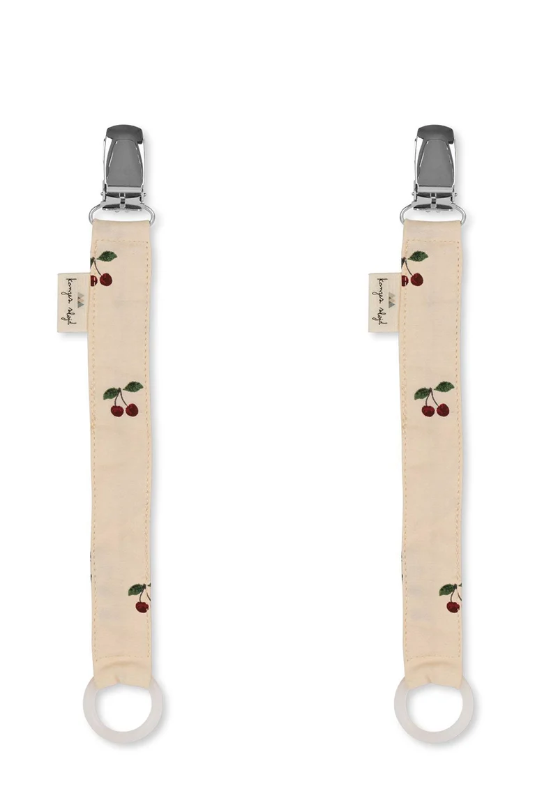 2er-Set Baumwoll-Schnullerband Cherry