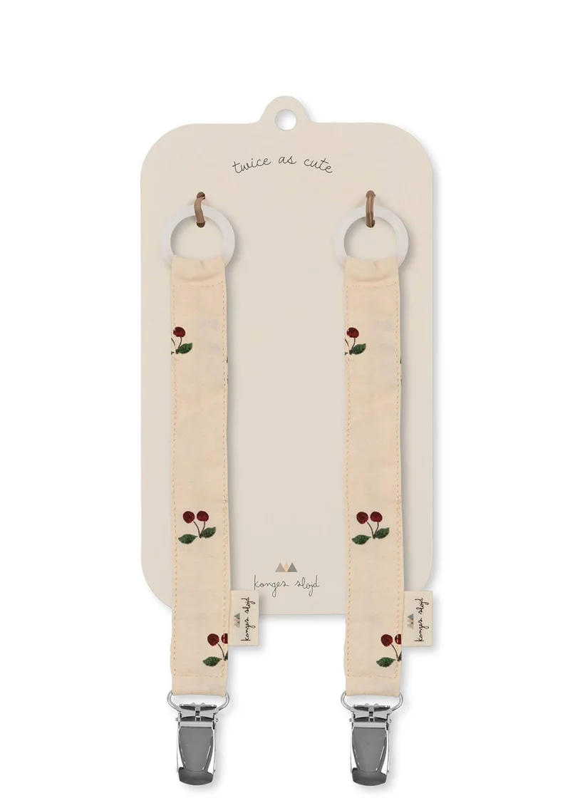 2er-Set Baumwoll-Schnullerband Cherry