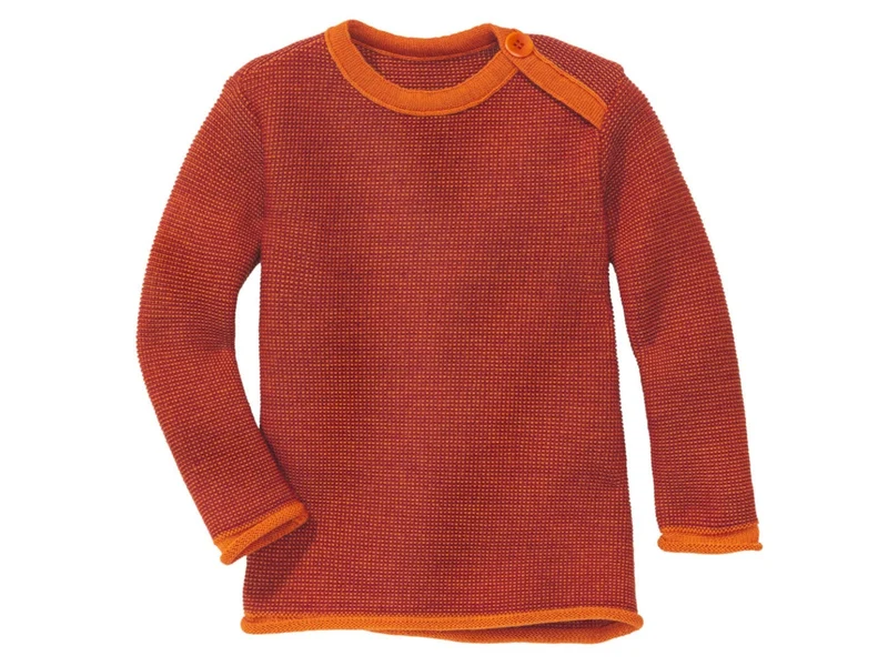 Disana 100% Wolle Pullover melange-orange-cassis 86/92