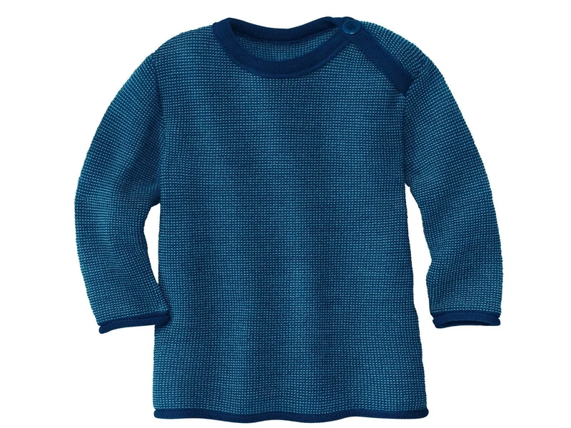 Disana 100% Wolle Pullover melange-marine-lagoon 98/104