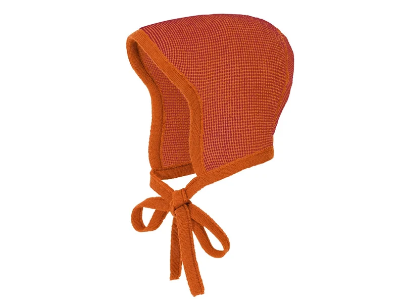 Disana 100% Wolle Strickmütze melange-orange-bordeaux Gr. 1 (ca. 42-46 cm für 3-6 Monate)