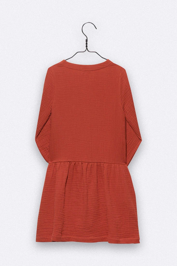 Love Kidswear Uma Musselin-Kleid in rostrot für Kinder