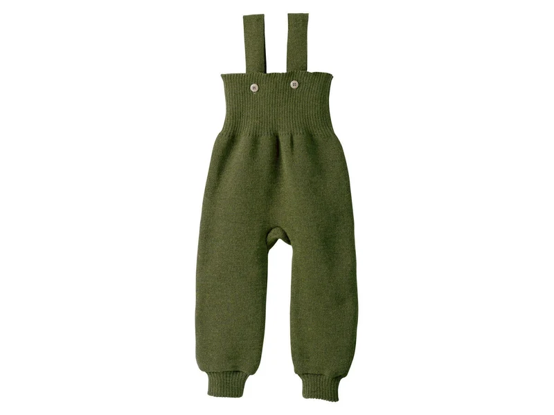 Disana 100% Wolle Trägerhose Babyhose mit Trägern oliv 62/68