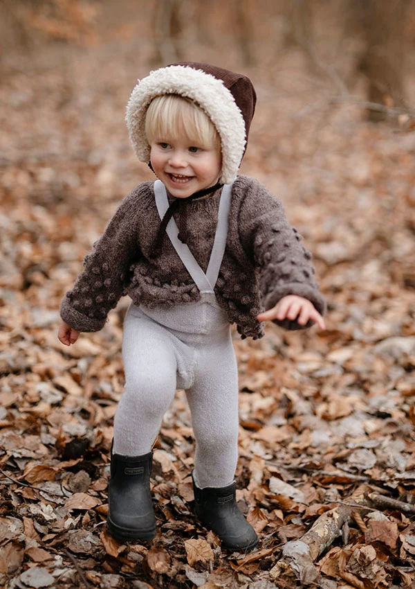 Teddy-Strumpfhose mit Trägern mit Fuß pearl grey