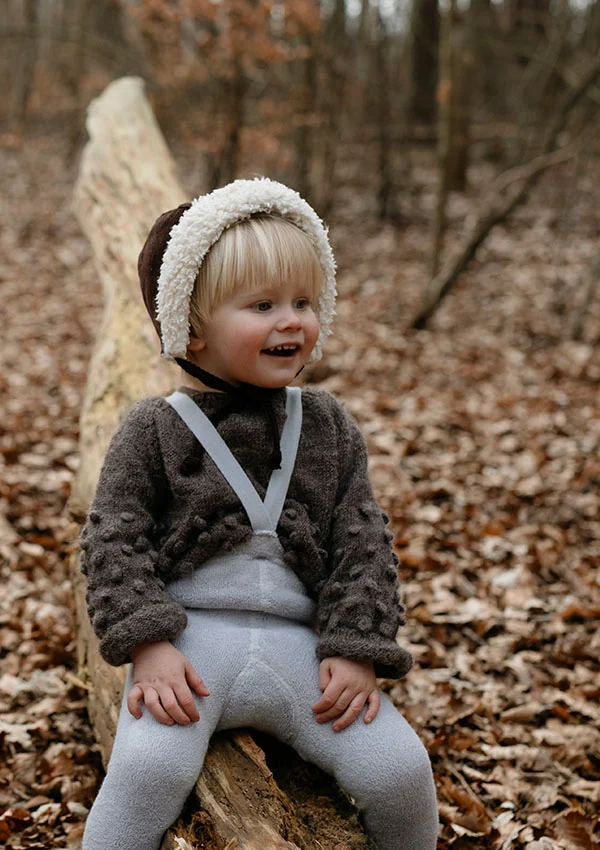 Teddy-Strumpfhose mit Trägern mit Fuß pearl grey