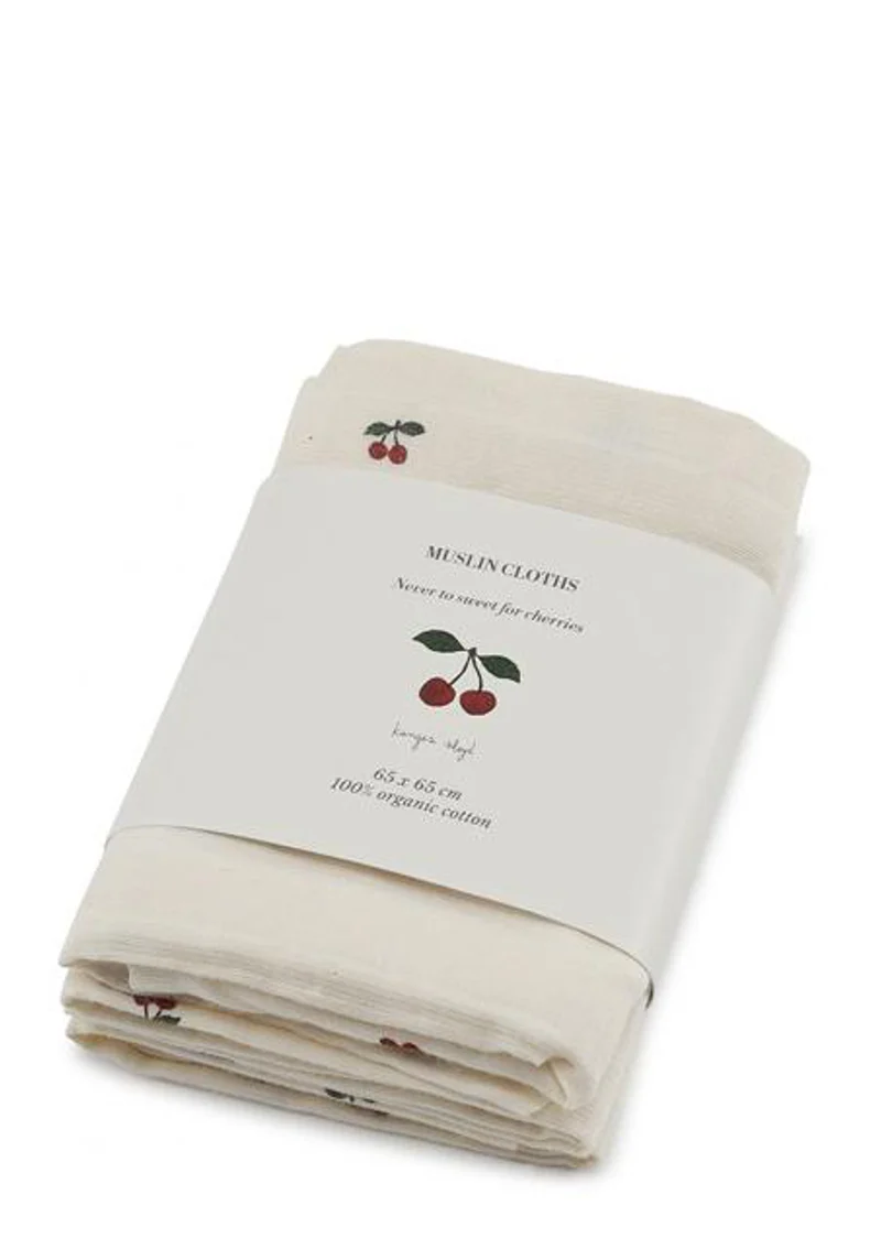 3er Pack Musselin Mulltücher Cherry