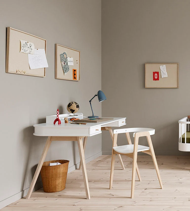 Schreibtisch 'Wood' 66 cm Weiß/Eiche