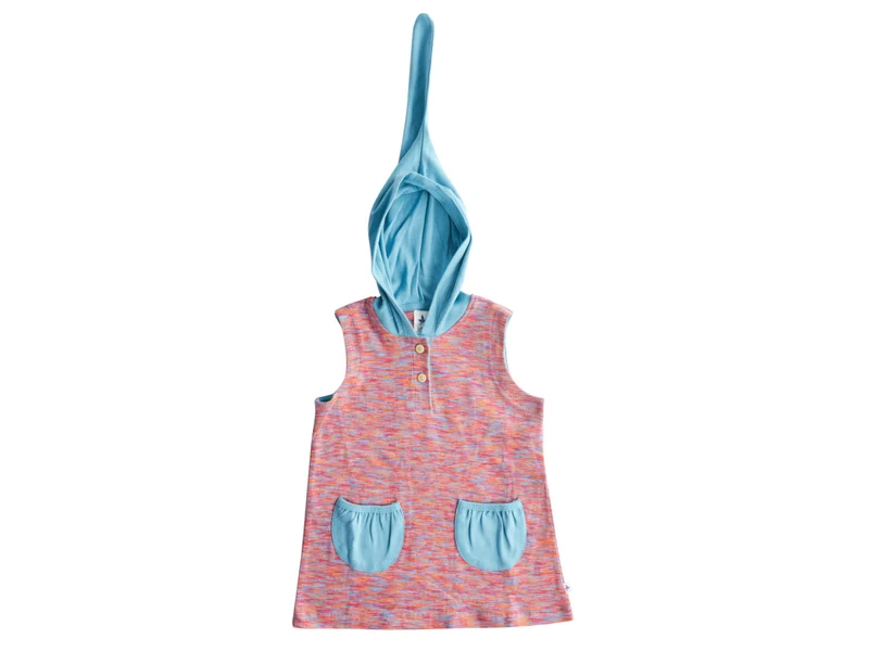 Leela Cotton Baby und Kinder Tunika m. Spitzkapuze Flamme 74 | 09m, 80 | 12m