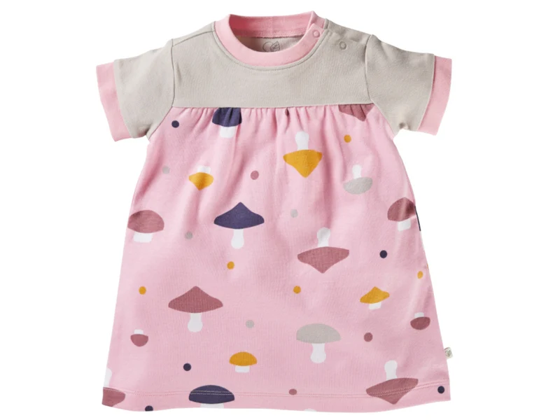 Hans Natur Mädchen Kleid kurzarm Pilzparty rosa 74 | 09m, 80 | 12m