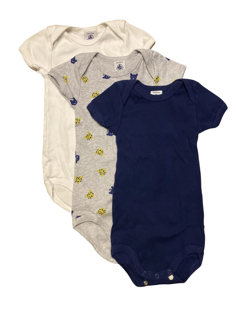 Petit Bateau Kurzarmbodys 3er Set 74 | 09m