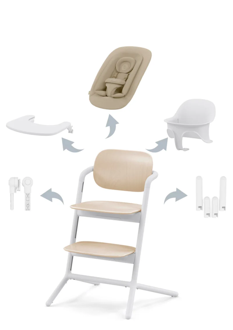 Hochstuhl 'Lemo' 4-in-1 Set Sand White / White