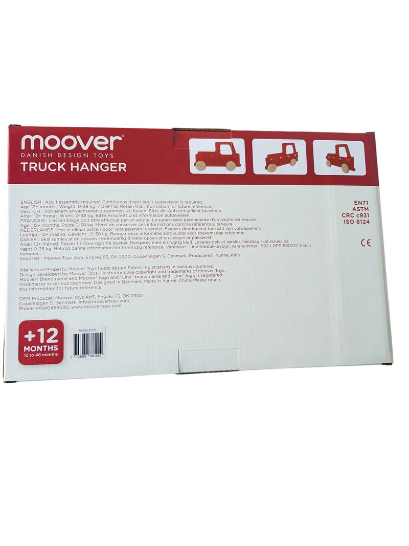 Moover Kindergarderobe - Truck rot 43 x 28 cm