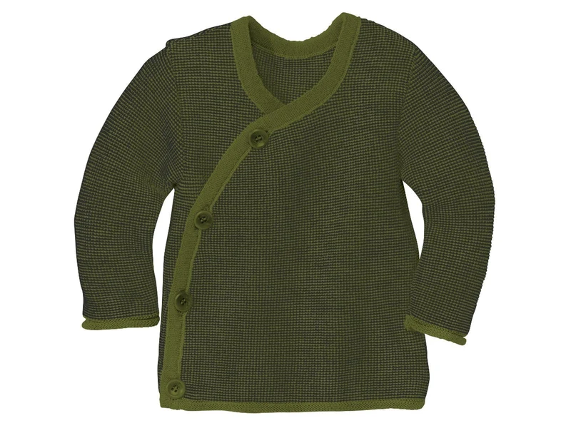Disana 100% Wolle Baby-Jacke melange-olive-anthrazit 74/80