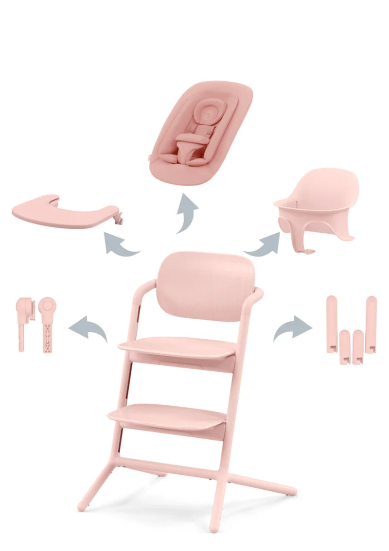 Hochstuhl 'Lemo' 4-in-1 Set Pearl Pink / Light Pink