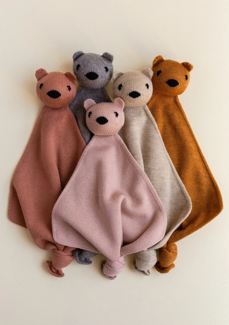 Merino Schmusetuch 'Teddy Tokki' Brick