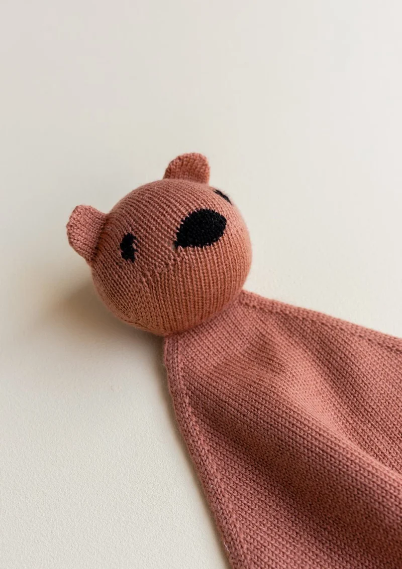 Merino Schmusetuch 'Teddy Tokki' Brick