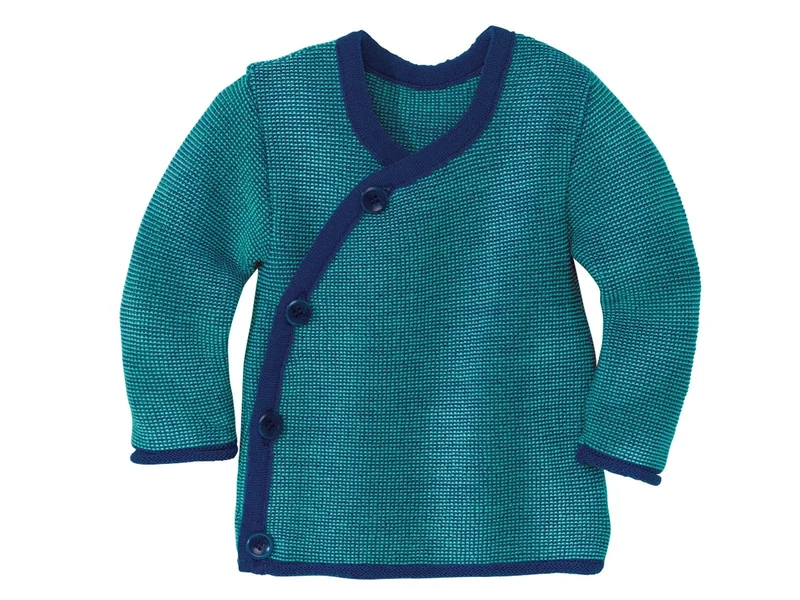 Disana 100% Wolle Baby-Jacke melange-marine-lagoon 62/68
