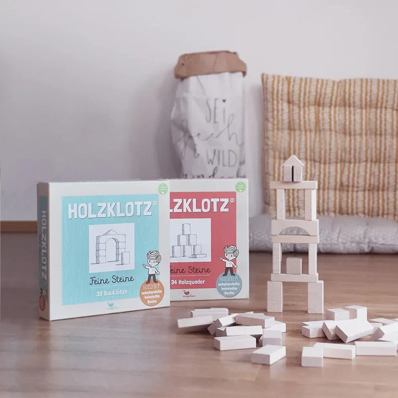 Magellan Verlag- Holzklotz – Feine Steine 30 Bauklötze aus Holz Holzbausteine