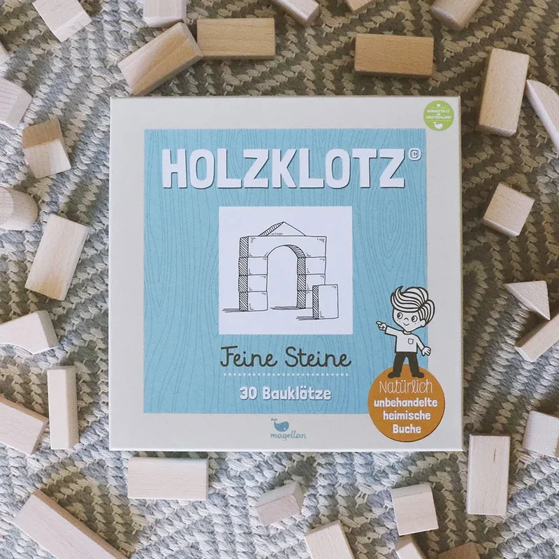 Magellan Verlag- Holzklotz – Feine Steine 30 Bauklötze aus Holz Holzbausteine