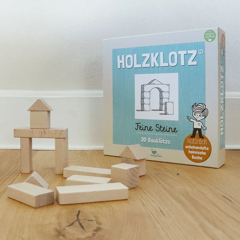 Magellan Verlag- Holzklotz – Feine Steine 30 Bauklötze aus Holz Holzbausteine