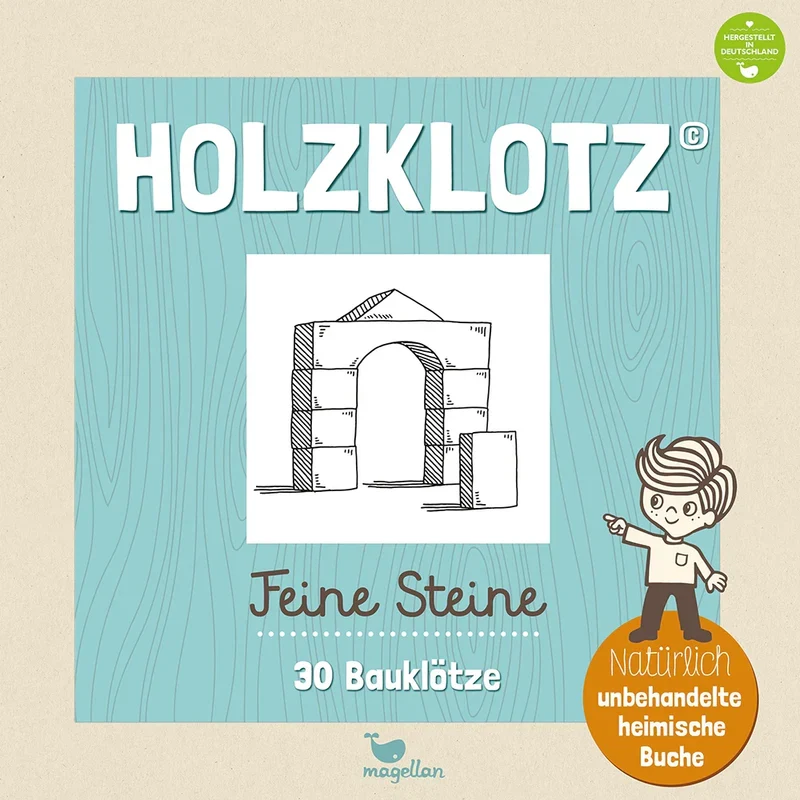 Magellan Verlag- Holzklotz – Feine Steine 30 Bauklötze aus Holz Holzbausteine