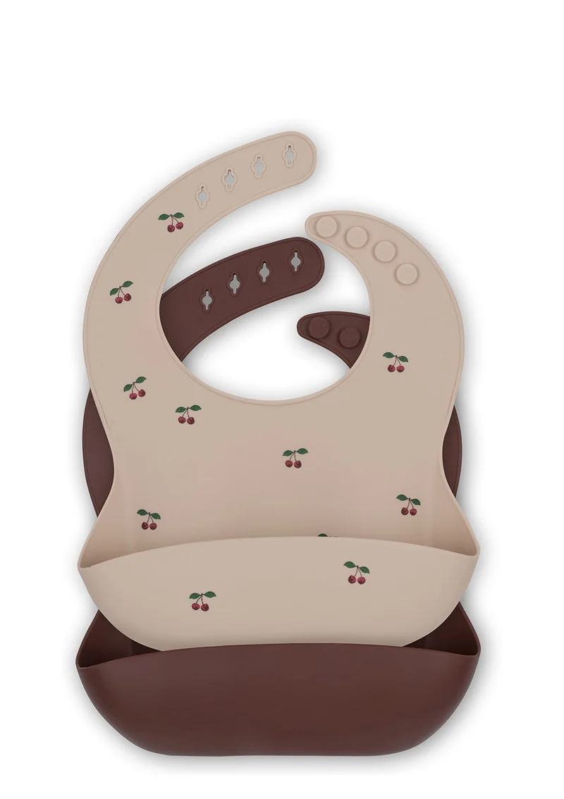 2er-Set Silikon Lätzchen Cherry / Mocca