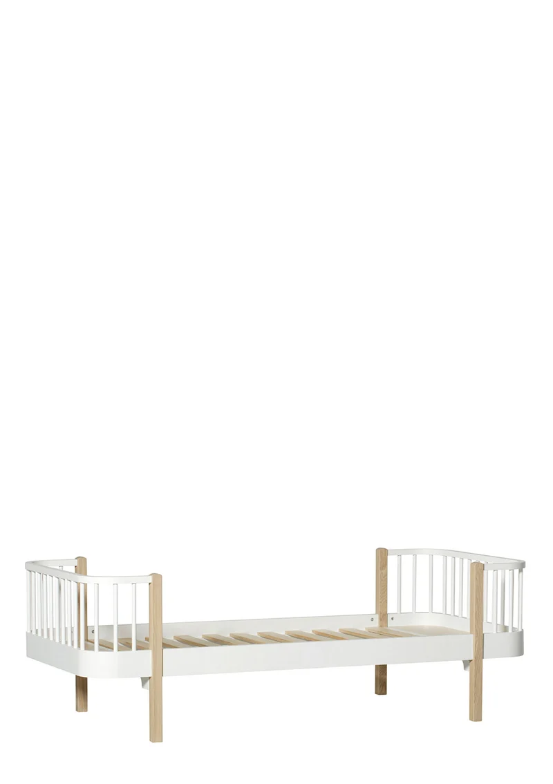 Einzelbett 'Wood Original' Weiß / Eiche 200 x 90 cm